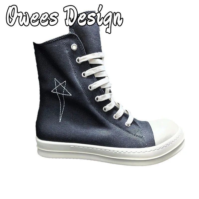 Дизайнерские черные холщовые ботинки oherba на толстой подошве увеличивающие