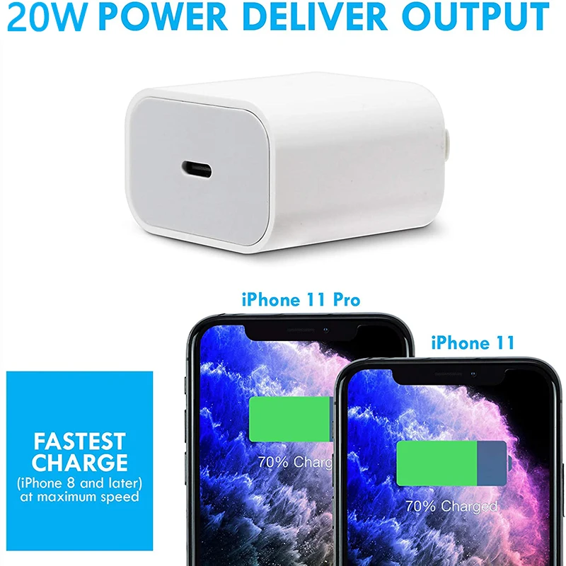 Зарядное устройство PD USB C 20 Вт для Apple iPhone 13 12 11 Pro Max адаптер питания Samsung Xiaomi вилка