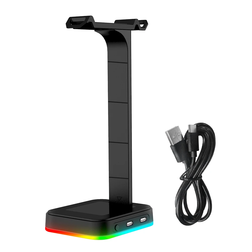 

Headset Stand Display Storage Desktop RGB Lighting Accessories Mount Holder For Gaming Home Office Stable Rest Dual USB