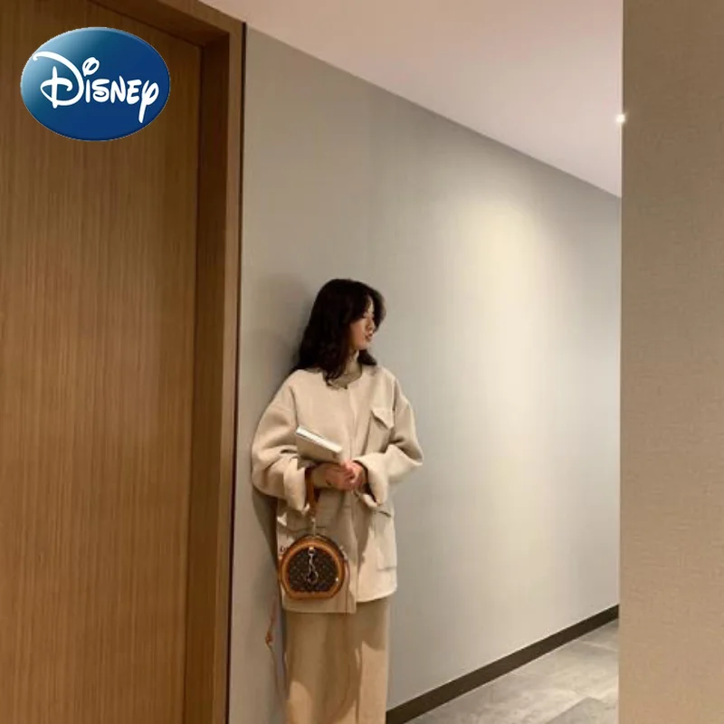 Disney Mickey Old Flower Small Barrel Bag Girl's New Vintage Handheld Crossbody Bag Fashion Popular Bag