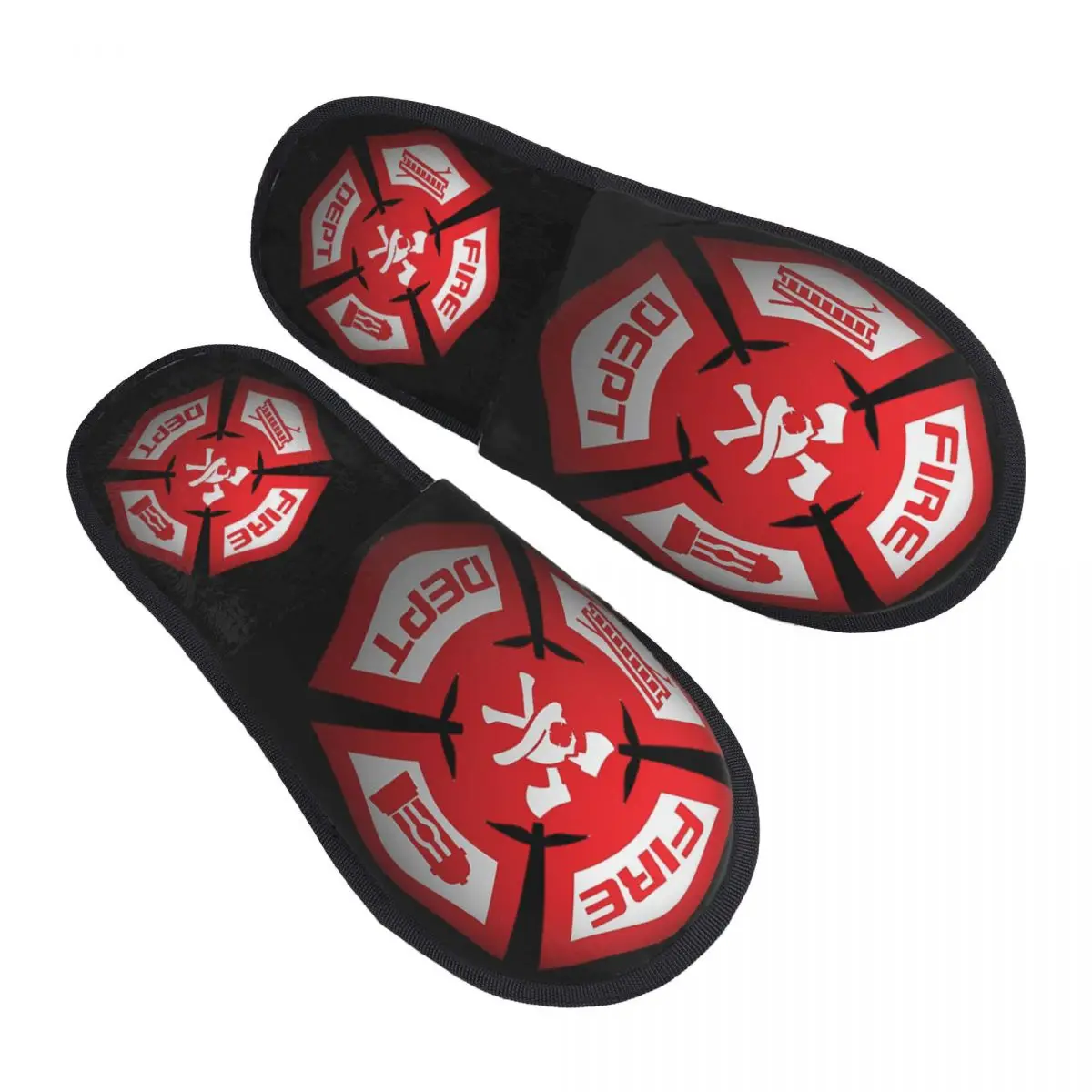 Красный значок пожарной службы мужские и женские меховые тапочки удобные для