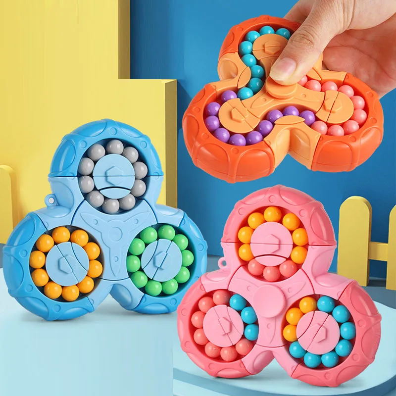 

Kid Montessori Rotating Magical Bean Cube Fingertip Toy Children IQ Mind Brain Teaser Game Spinners Stress Relief Toys New