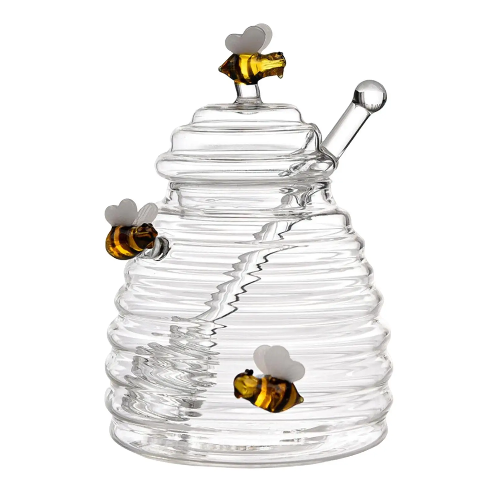 Clear Honey Pot Jar Kitchen Accessories with Stirring Rod an