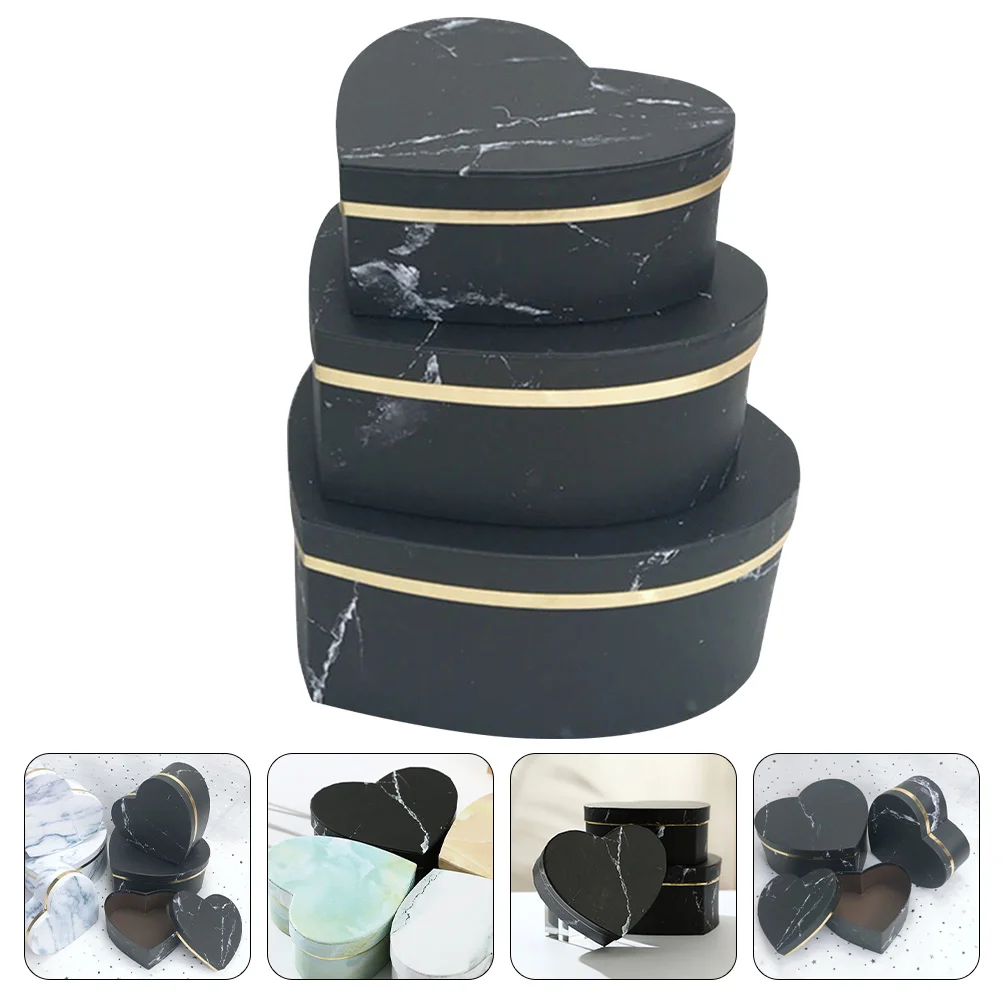 

Box Boxes Flower Gift Heart Shaped Papercardboardarrangement Marble Lids Gifts Christmas Valentine Nesting Storage Packaging