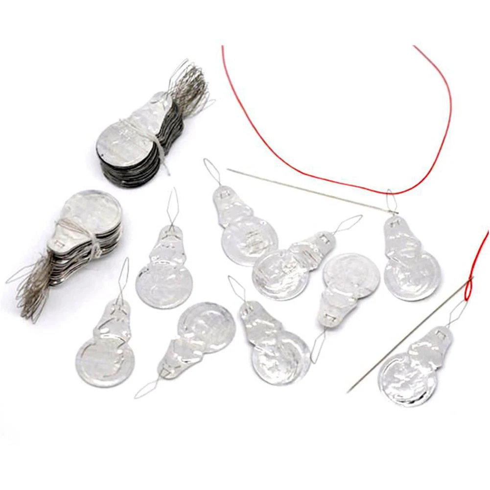 

50pcs Silver Tone Wire Needle Threader Stitch Insertion Hand Machine Sewing Tool Aluminum Alloy Wire Loop DIY Needle Threader