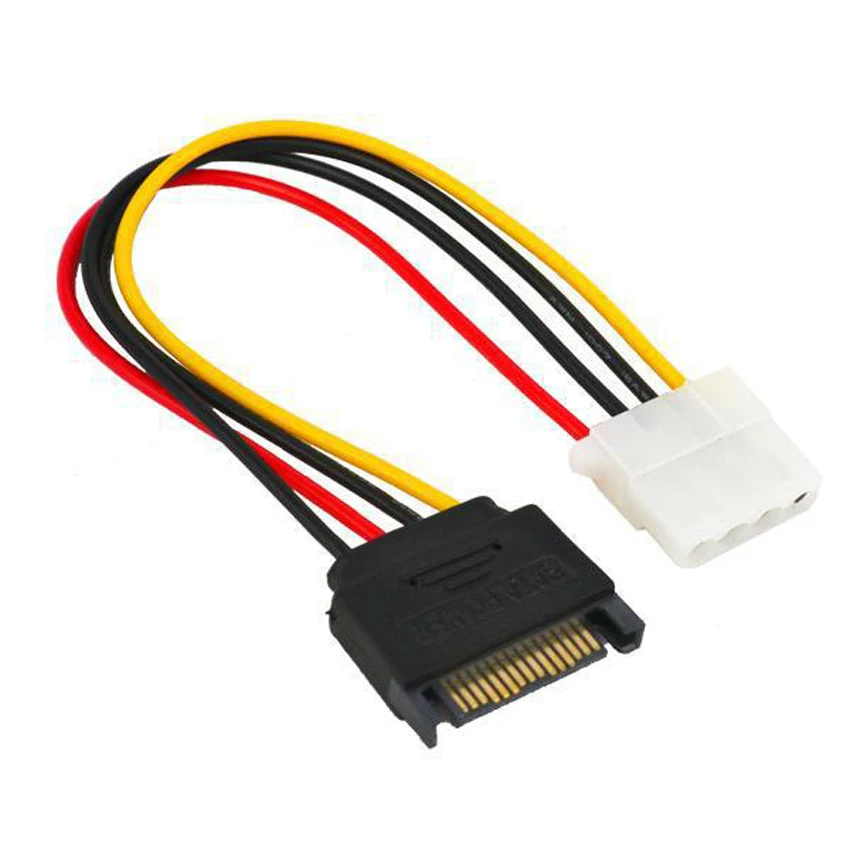 

15-контактный SATA штекер на Molex IDE 4-контактный гнездовой адаптер удлинитель Кабель питания IDE для последовательной материнской платы ATA компьютер HDD жесткий диск