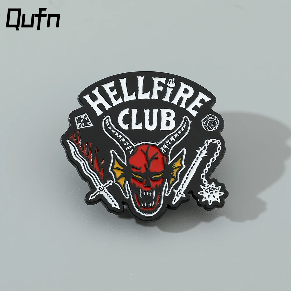 

Movie Jewelry Enamel Pin Hellfire Club Symble Metal Badge Eddie Munson Brooch Fans Collection Friends Gift