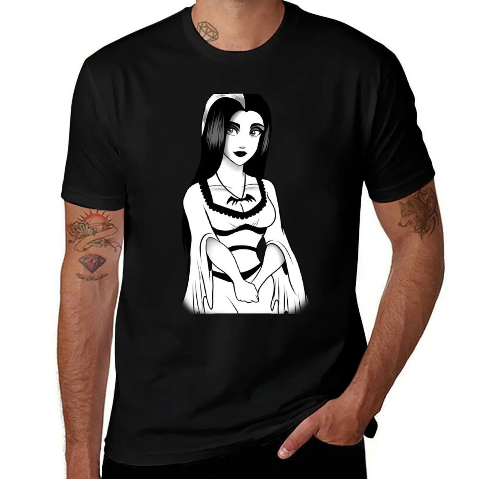 Фото Футболка Lily Munster, базовая футболка, мужские футболки, повседневная футболка, персонализированная футболка №1