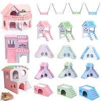 luxurious hamster house swing toy slide hamsters nest loft bed cage nest type hedgehog pet castle climbing toys small pet house