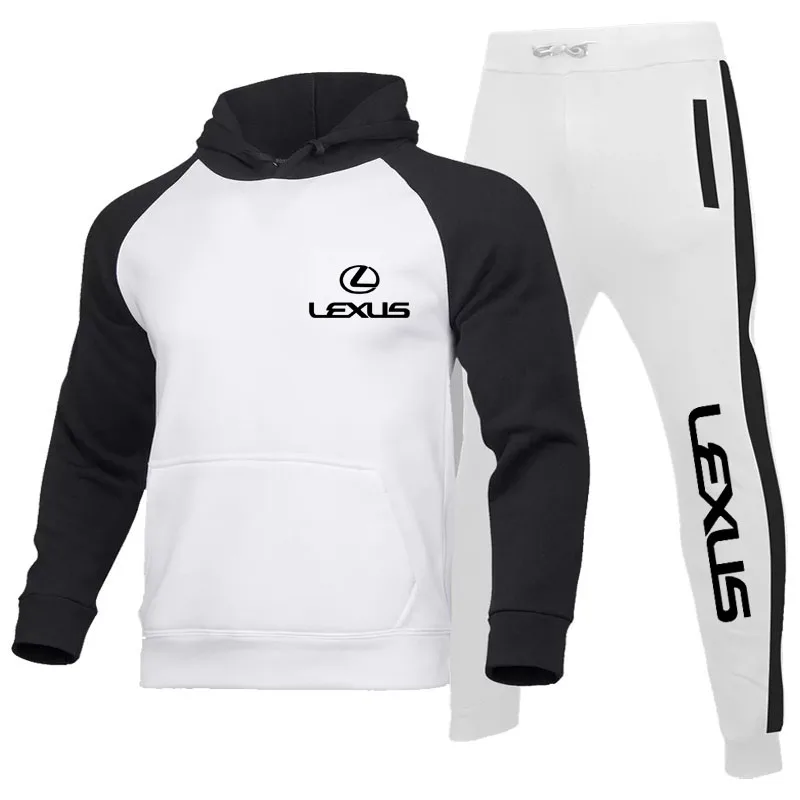 Lexus logo print Harajuku Men's Sportswear Hoodie Set (Hoodie + Pants) Fashion 2 Piece Set Autumn winter high quality men's suit