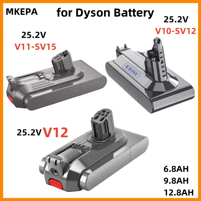25 2 В для Dyson V12 Detect Slim Cordless V11 Absolute Extra V10 Animal V10-SV12 V11-SV15 Аккумулятор 5 12800 мАч