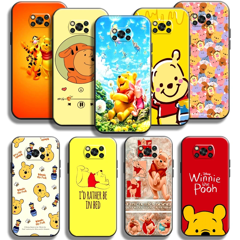 

Cute Cartoon Winnie The Pooh Phone Case For Xiaomi Poco X3 Pro X3 NFC POCO X3 GT Back Silicone Cover Black Funda