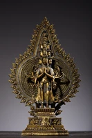 16 tibetan temple collection old bronze mud gold painted thousand handed avalokitesvara 1000 arms guanyin sitting buddha