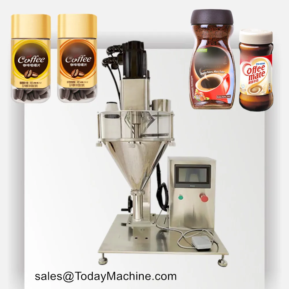 

Semi Automatic Cosmetic Dry Powder Filling Machine Milk Sugar Coco Powder Jar Can Auger Filler Small Bag Packing Machine