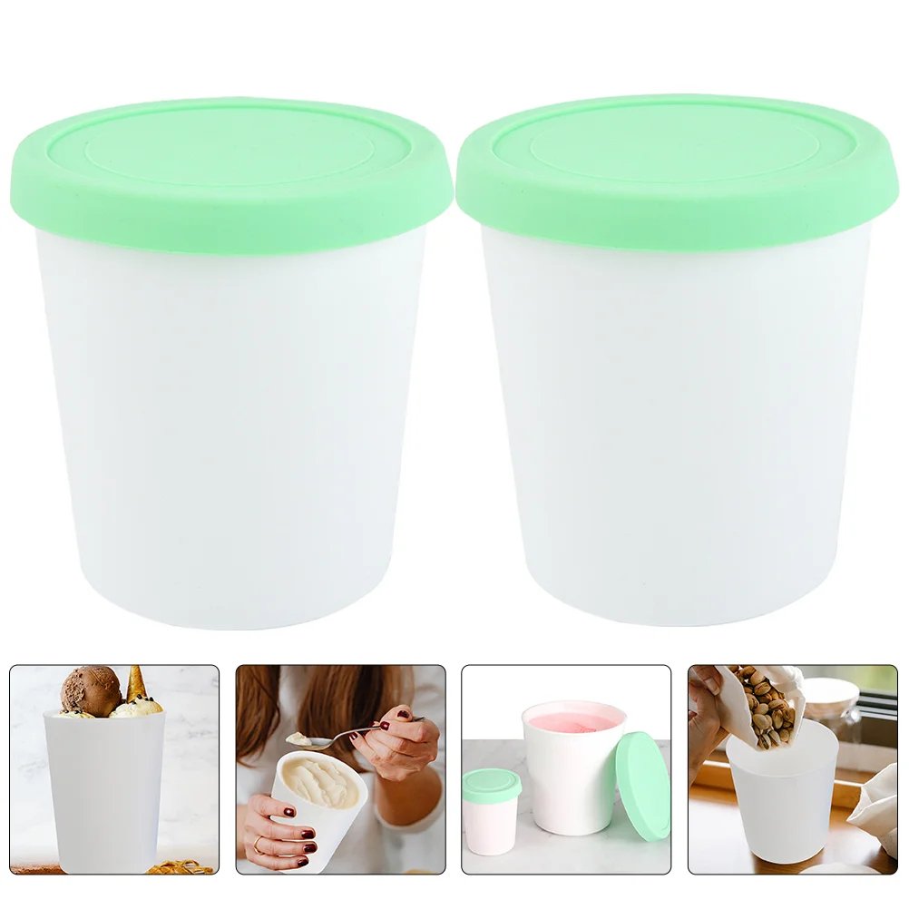 

Ice Cream Container Silicone Dessert Cups Storage Yogurt Bowls Food Buckets Restaurant Holder