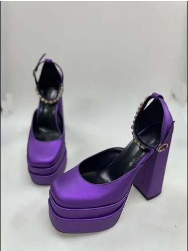 

Женские босоножки на платформе, черные, красные или желтые босоножки на толстом высоком каблуке, вечерние туфли-лодочки, лето 2019