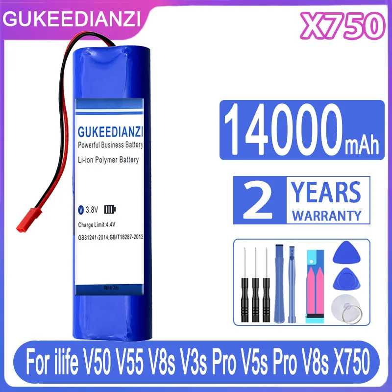 

Аккумуляторная батарея GUKEEDIANZI для Ilife Zaco V3s V5s V8s DF45 DF43 V3 X3 V50 V55 V5Lpro, 14000 мАч, запчасти для робота-пылесоса