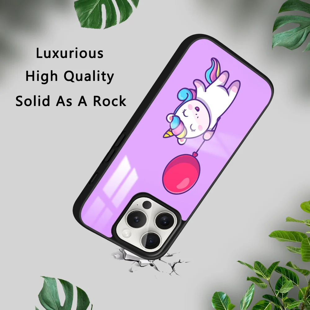 Милый чехол для телефона с забавным рисунком U-единорога iPhone 15 14 13 12 11 Pro Xs Max Mini XR X 7