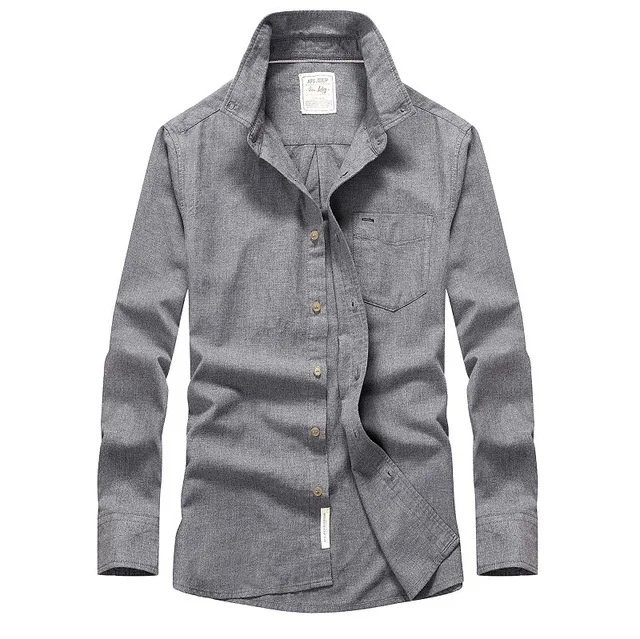 

Мужская хлопковая рубашка с длинным рукавом, в стиле милитари