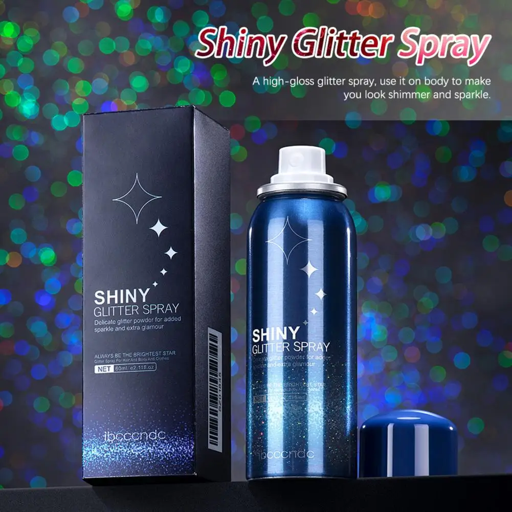 

60ml Body Glitter Spray Lightweight Safe Convenient Creative Shining Make Up Tool Attractive Body Shiny Glitter Spray for Club