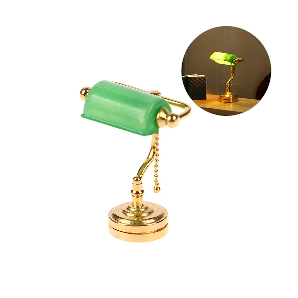 

1:12 миниатюрная мебель, Винтажная настольная лампа, Зеленая лампа почка, аксессуары для модели освещения