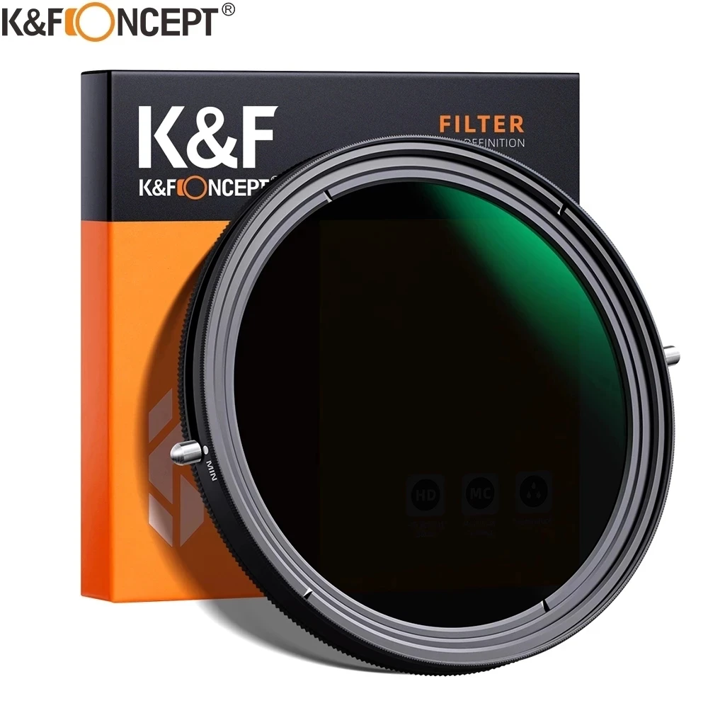 K&ampF Concept 2in1 Variable ND Filter+CPL Circular Polarizing Filter 49/52/55/58/62/67/72/77/82mm ND2-ND32 No X Spot Camera Lens |