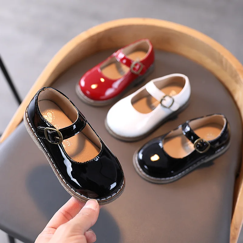 Spirng Autumn Girls Shoes Patent Leather Mary Janes Black White Princess Baby Kids Child Red Flats Casual 1-7y |