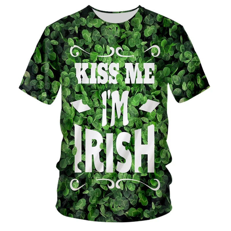 

Irish National Day Summer Short-sleeved Men's Street Fashion Top 3D Printing Pattern Plus Size St. Patrick's Style T-shirt