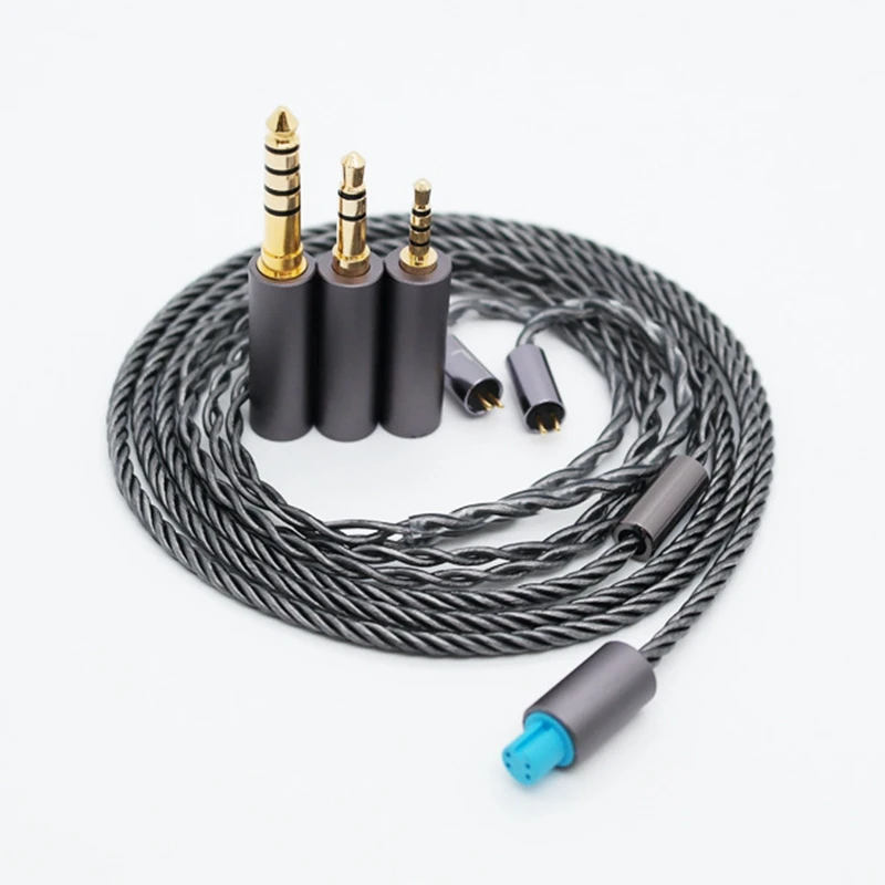 

0,78 2-контактный кабель для наушников, сменный посеребренный провод, серый шнур 2,5 мм, 3,5 мм, 4,4 мм, разъем 3 в 1