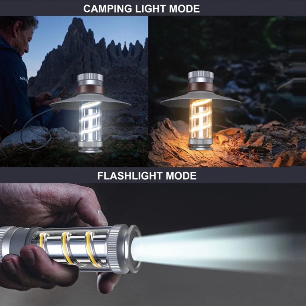 

IPX4 Waterproof XPG Flashlights Rechargeable COB Camping Lamp 4 Modes Stepless Dimming for Outdoor Travel Hiking Emergency