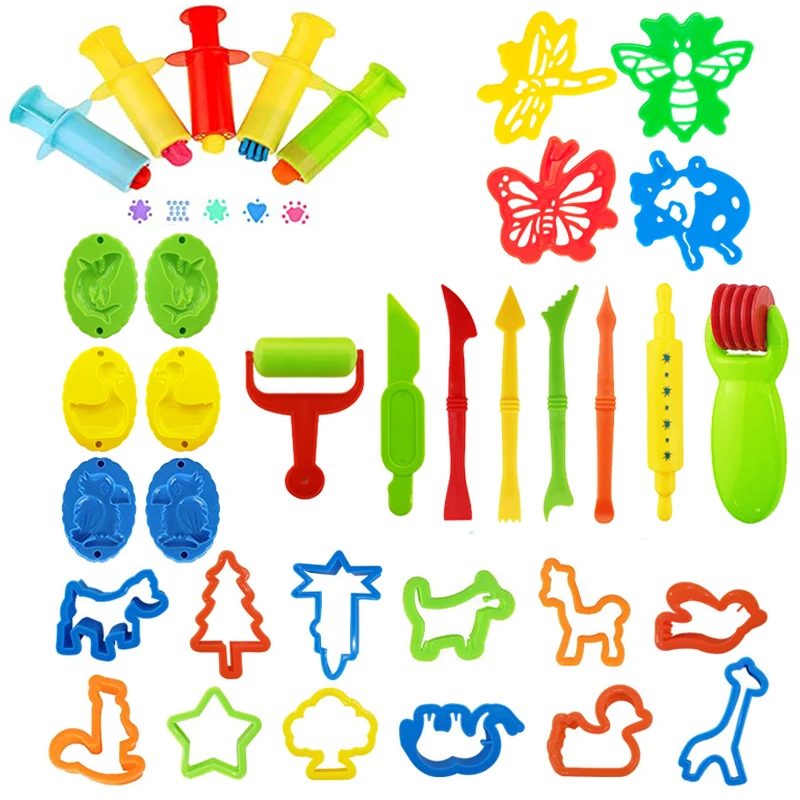 26 Pcs Set DIY Plasticine Mold Modeling Clay Accessories Play Dough Tool Kit Plastic Set Knife Mold Kids Educational Toys