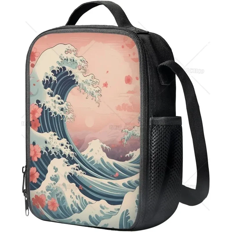 Изолированная сумка для обеда The Great Wave Off Kanagawa Cherry Blossoms Сакура с принтом и
