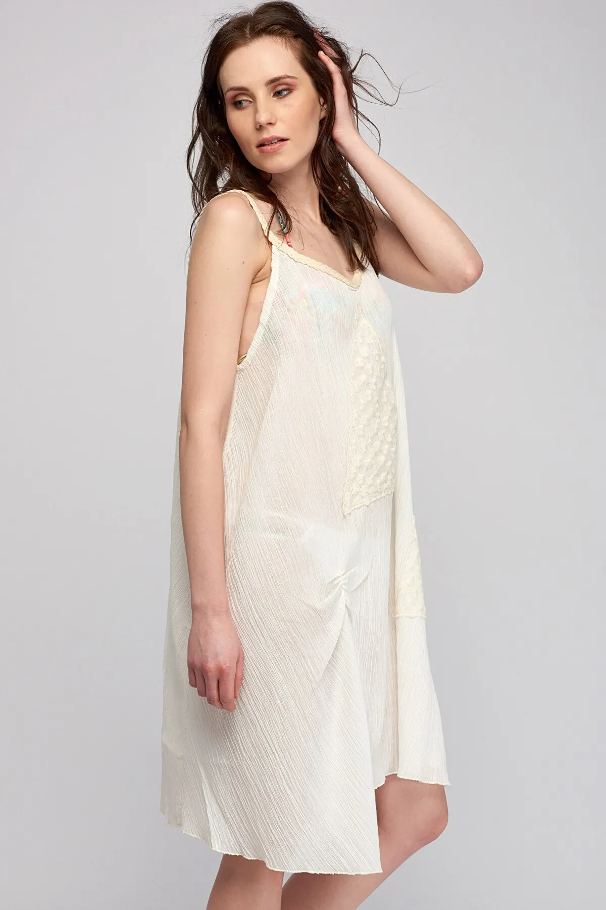 

Women's Pareo Cream Lace Detailed Beach Dress Swimwear Cover Dress Sexy Tunic Suit Beachwear Female Beach Bikini Cover
