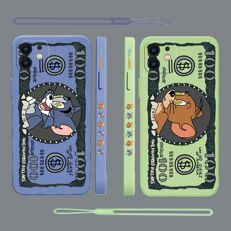 

Lovely Toms and Jerrys Phone Case For Samsung A53 A50 A12 A52 A51 A72 A71 A73 A81 A91 A32 A22 A20 A30 A21S 4G 5G with Hand Strap