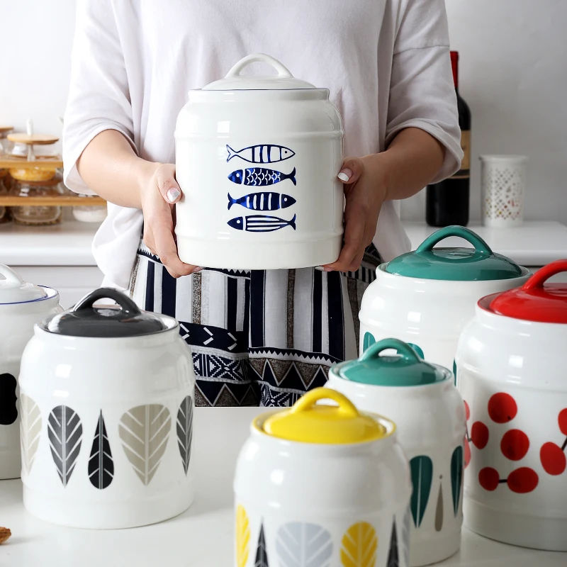 Household Kitchen Ceramic Large Capacity Sealed Jar Milk Powder Tea Grains Snack Storage Coffee Sugar Set | Дом и сад