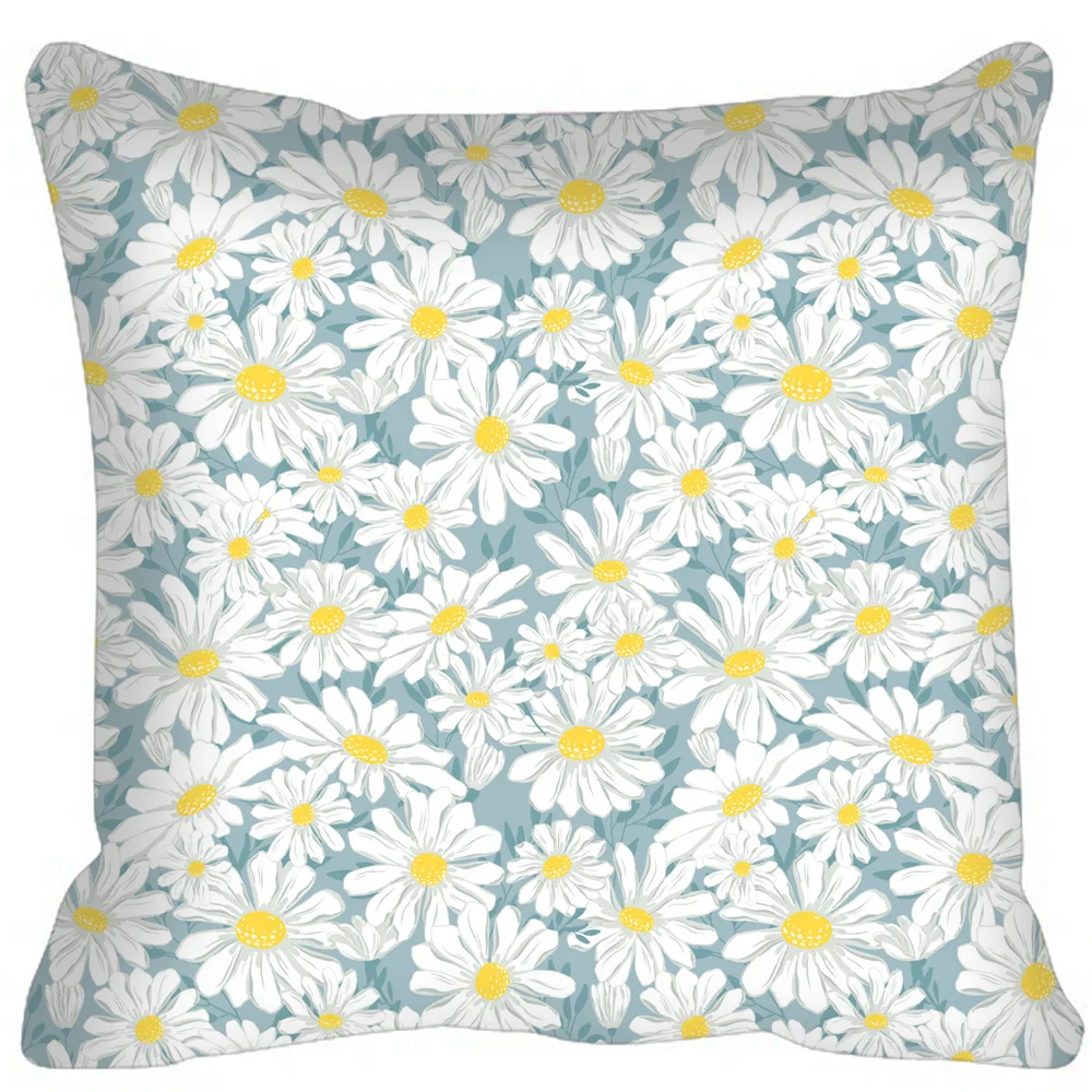 

Home Decoration Daisy Flower Pattern Square Cushion Pillow Case Cover