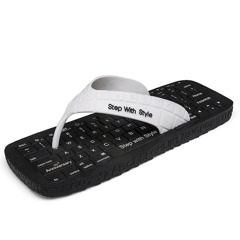 

Beach Sandals New Summer Keyboard Slippers Korean Version Trend Personality Outdoor Leisure Sandals and Slippers Male Flip Flops