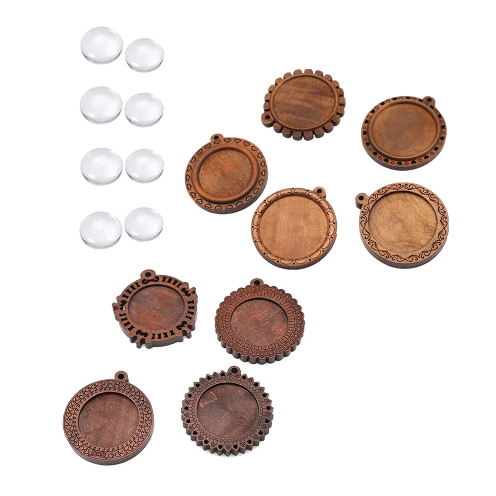 

36pcs Pendant Durable Creative Practical Wood Round Pendant Trays Charm Pendant