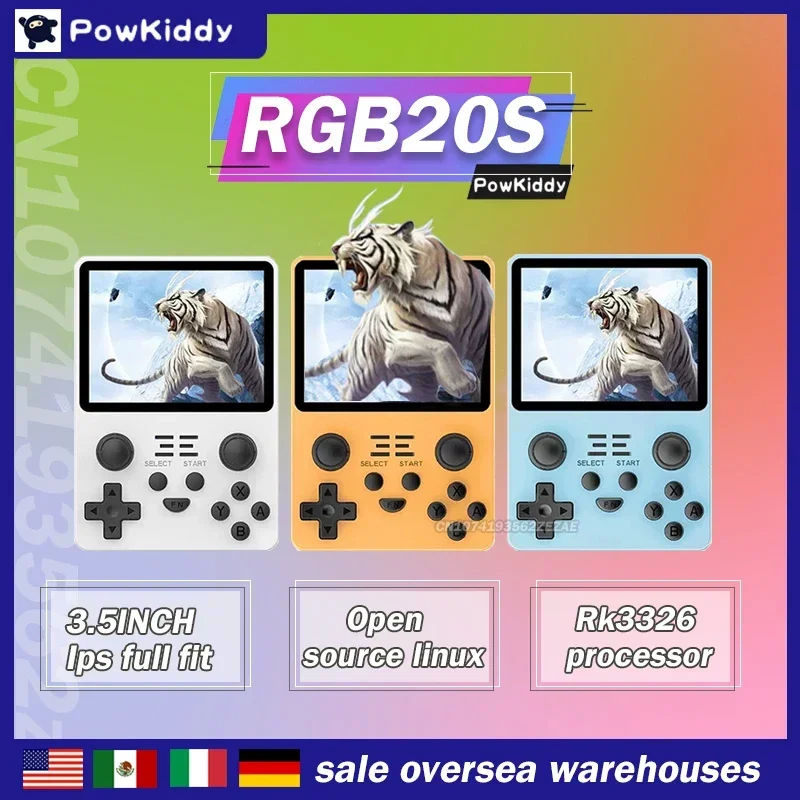 

New POWKIDDY RGB20S Dual Card Console Handheld Game Built-in 53000+Games 3.5-inch IPS Screen Open Source System RK3326 Processor