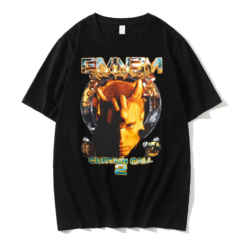 

Eminem Slim Shady Curtain Call 2 T-shirts Mens Fashion Vintage Tshirt Men Women Branded Tee Male Oversized Hip Hop Streetwear