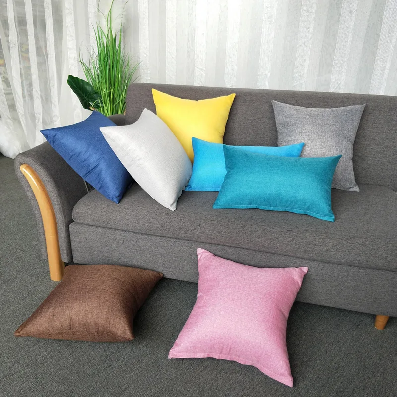 Velvet Cushion Cover Sofa Living Room Imitation Linen Solid Color Home Decoration Super Soft Pillowcase