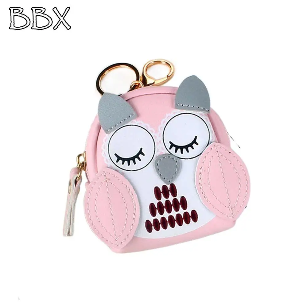 

Cute Owl Key Case Mini Car Key Chain Pendant Ladies Coin Purse PU Leather Coin Wallet Key Chain