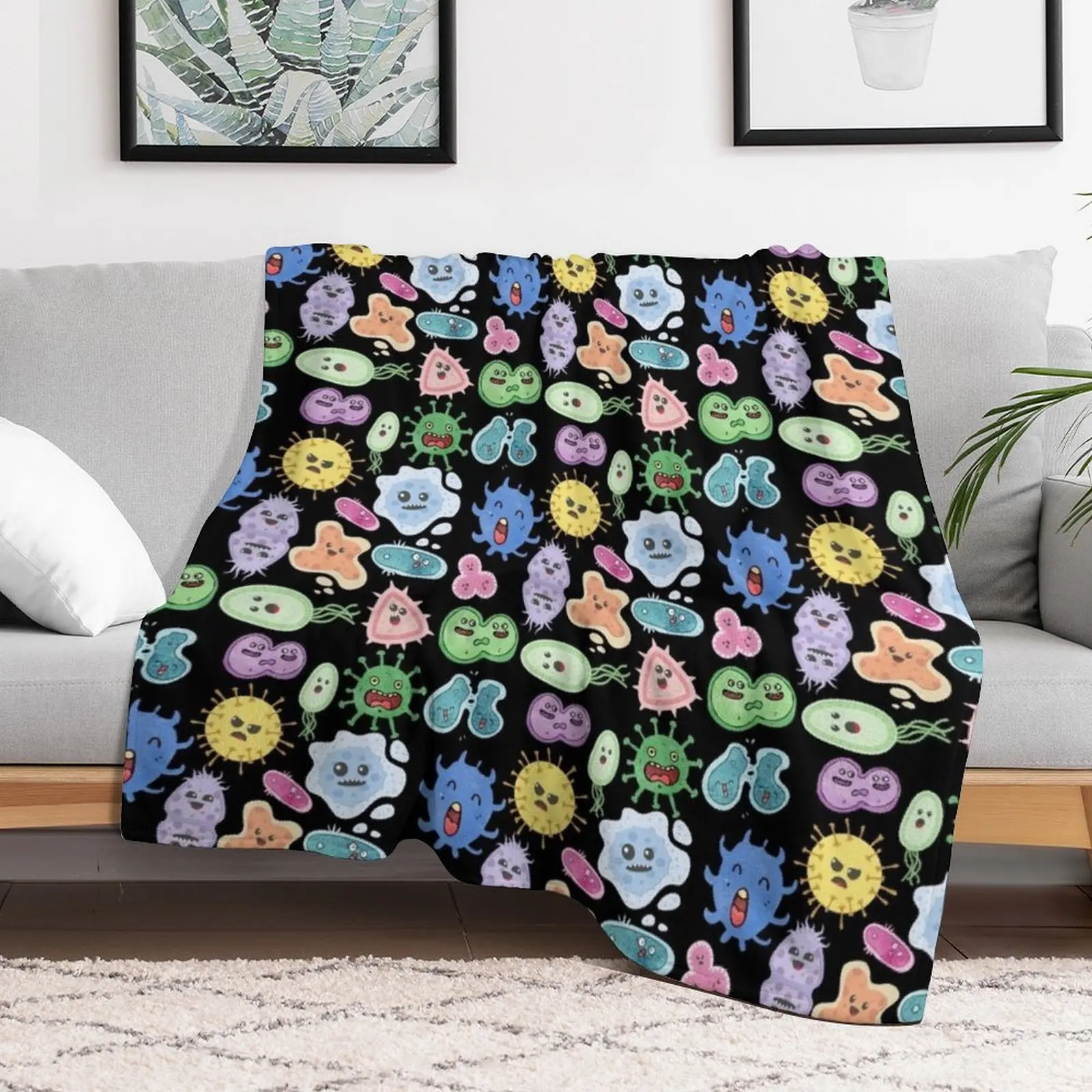 Симпатичные микробы бактерии вирус набор наклеек с бесшовным рисунком