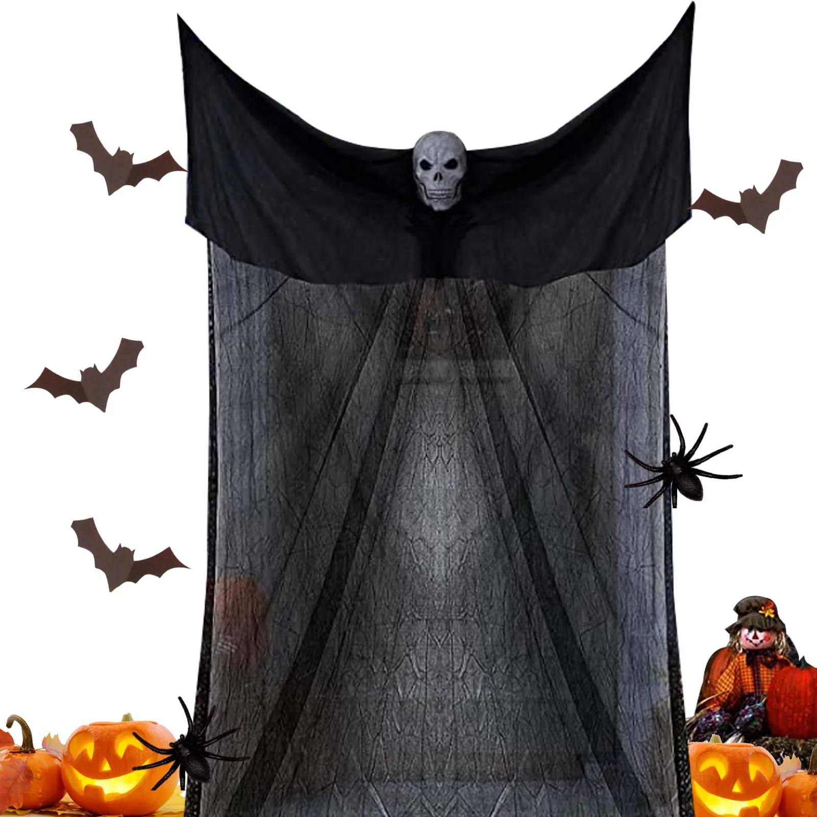 

Дверные украшения на Хэллоуин, уличные светящиеся украшения на Хэллоуин, светящийся череп, летающий Призрак для дома с привидениями, двора, ...