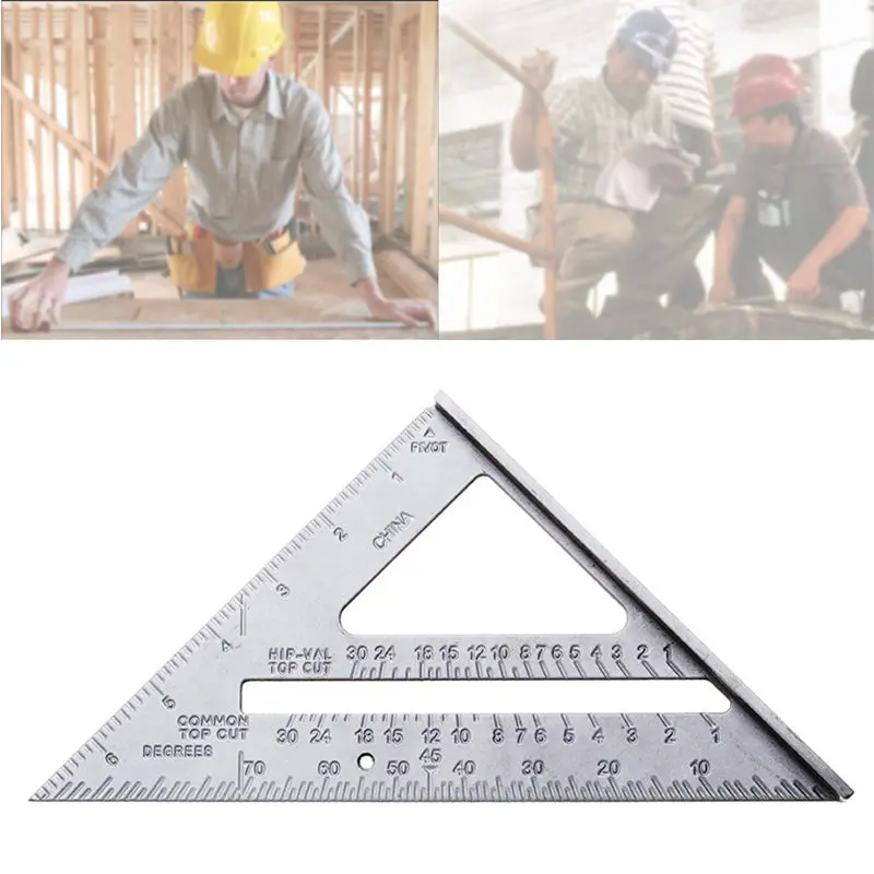 

7'' Triangle Angle Protractor Aluminum Alloy Speed Square Measuring Ruler Miter For Framing Building Carpenter Measuring Tools