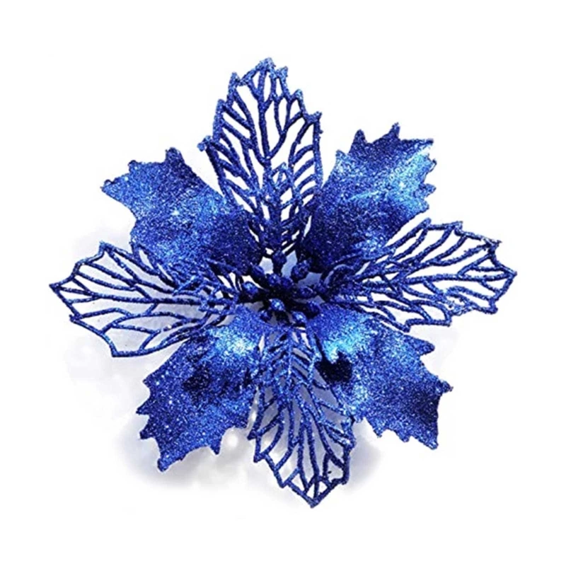 

Блестящие искусственные пуансеттийские цветы, украшения для рождественской елки, Рождественский венок