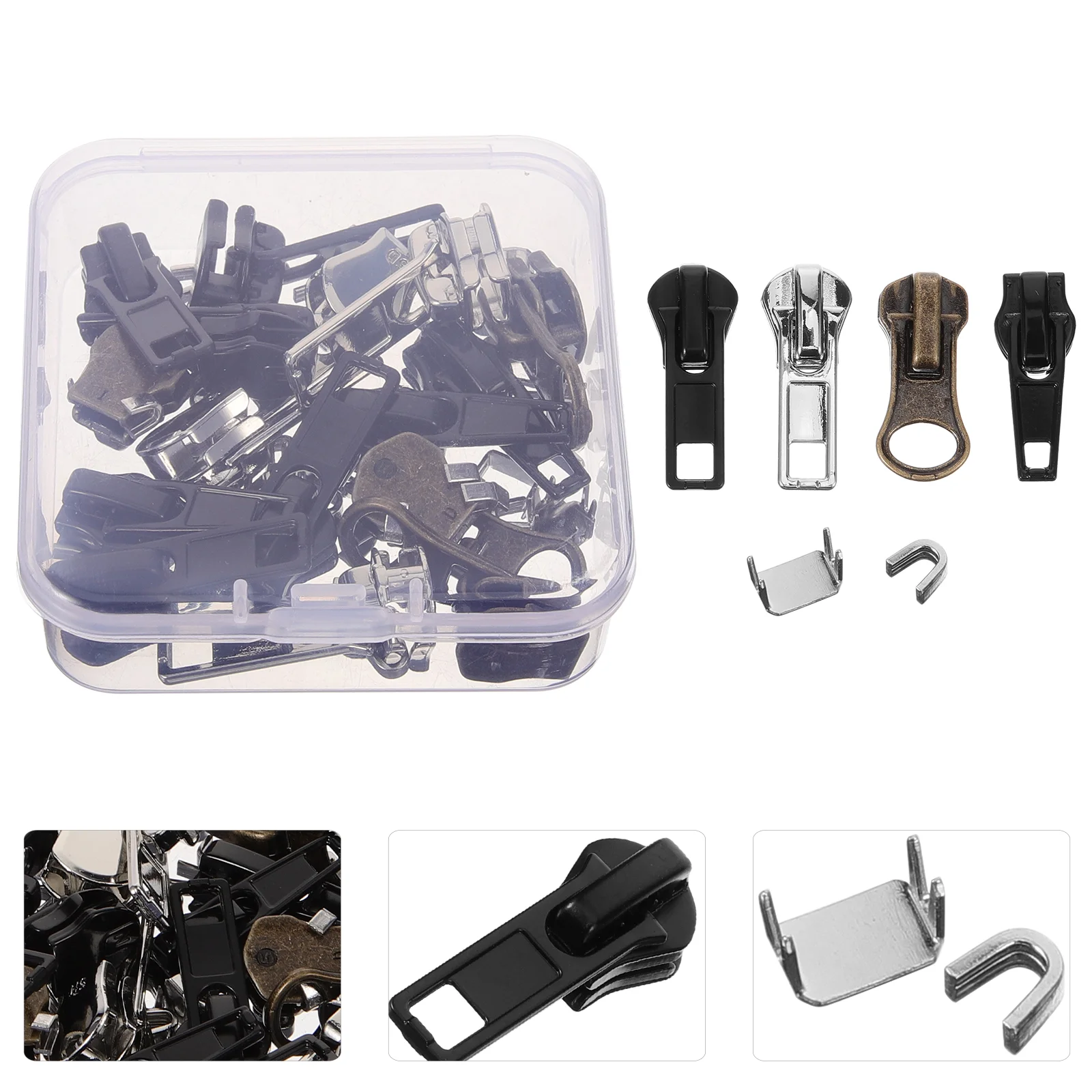 

Zipper Replacement Kit Clothes Pulls Holder Heads Repair Metal Jacket Multipurpose Tool