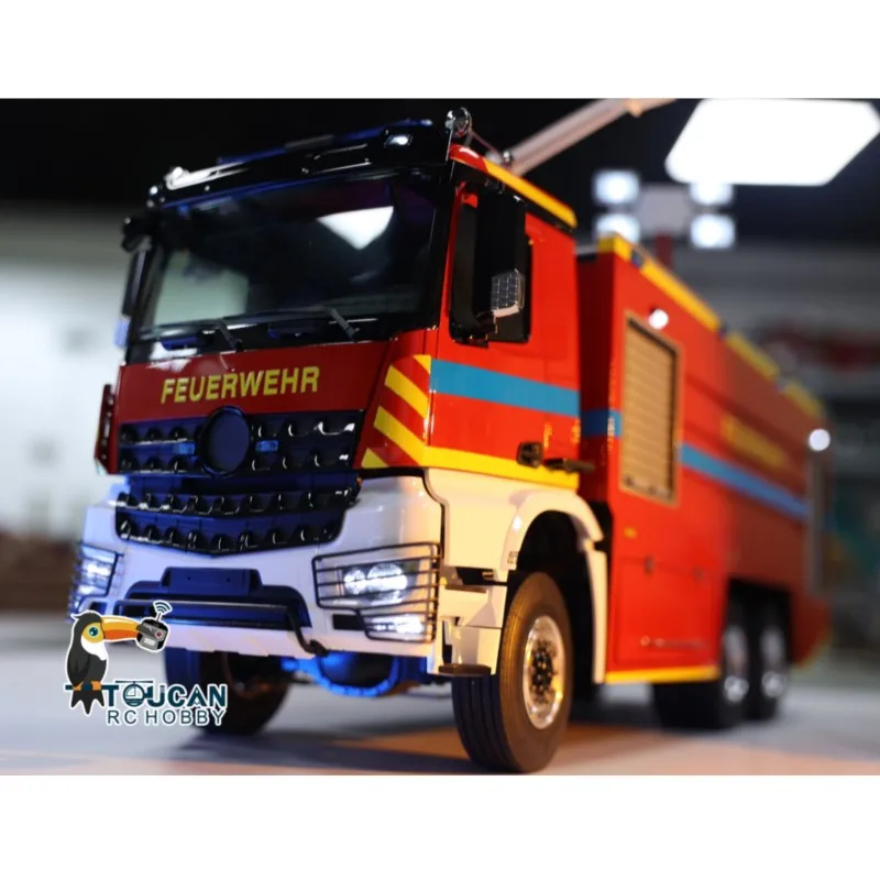 Фото Масштаб 1/14 RC Пожарная машина 6x6 Металлическое шасси RTR Пожарный грузовик с дистанционным управлением 2-скоростная модель автомобиля со звуковым светом Набор игрушек №2