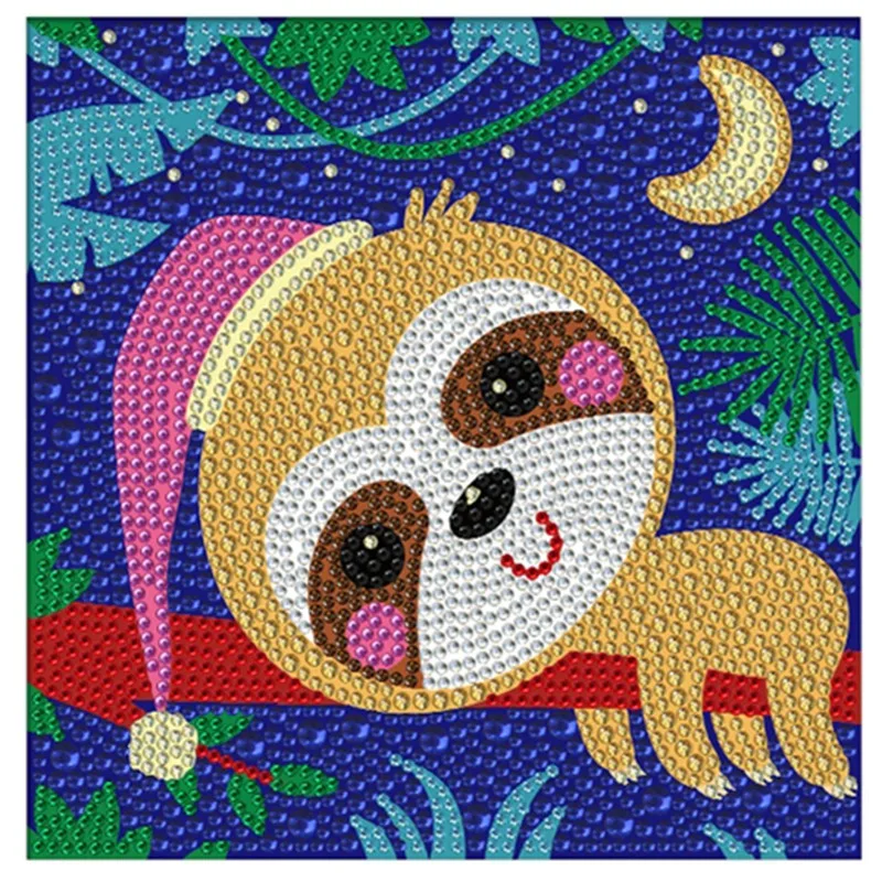 

DIY Diamond Painting Cartoon Sloth Diamond Embroidery Round Resin Diamond Cross Stitch Home Decor With Frame For Kids