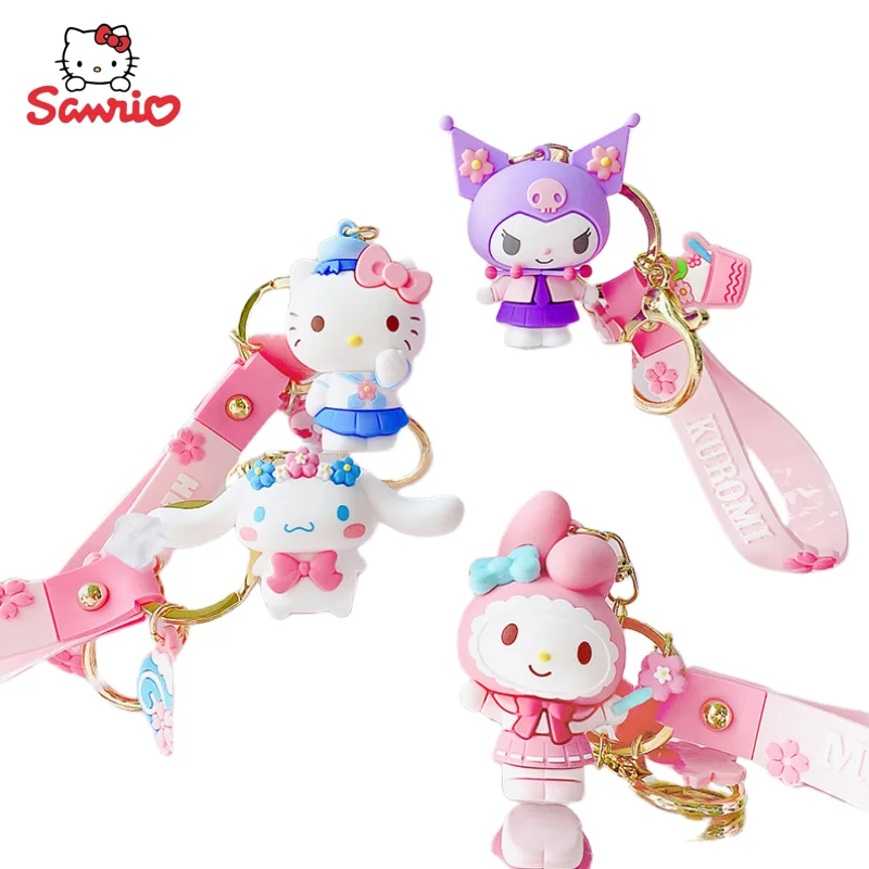 

Hello Kitty Cinnamoroll Kuromi Sanrio Anime Peripheral Kawaii Cherry Blossom Series Keychain Creative Cartoon Bag Pendant Gift